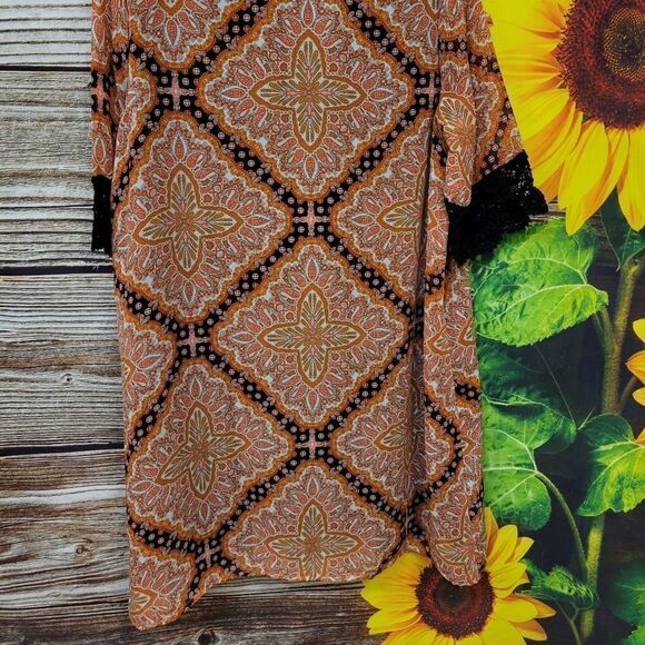 Paper Crane double layered dress orange/black Paisley XL Pre-owned - Picture 4 of 7